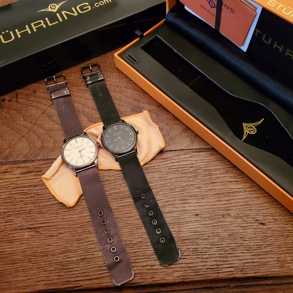 Low profile black and brown Stuhrling watches - Picture 2 of 5